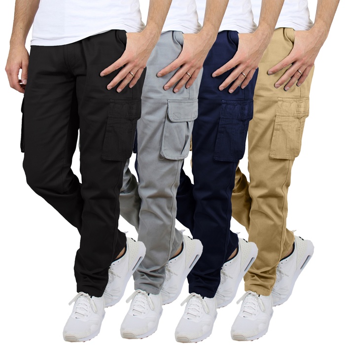 2-Pack Men's Flex-Stretch Cotton Cargo Pants, 31-Inch Inseam - Comfortable and Durable